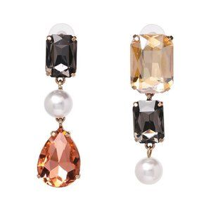 2.25” pearl square irregular Rhinestone Prom Long Crystal Pageant Earrings NEW